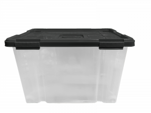 Caja hermética con tapa y rodos negros - 50 litros