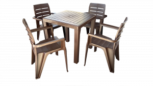 Set de 4 sillas y mesa Cedro - Café Oscuro